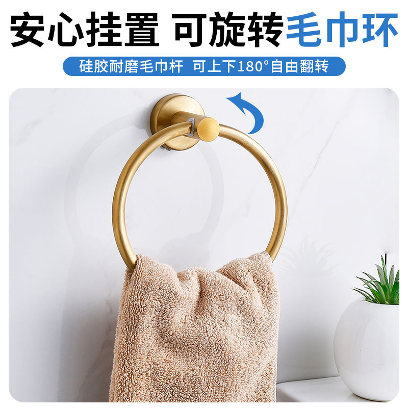 Cross-border foreign trade stainless steel towel bar set, bathroom hardware hanging accessories 5-piece set, towel bar toilet stand wall-mounted Specification image