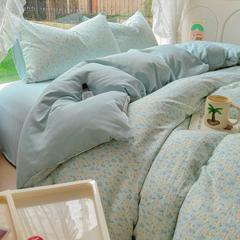 Class A four-piece set, baby and maternal grade bedding, bed sheets and duvet covers, super soft washable cotton bed covers, student dormitory three-piece set 4 details Picture