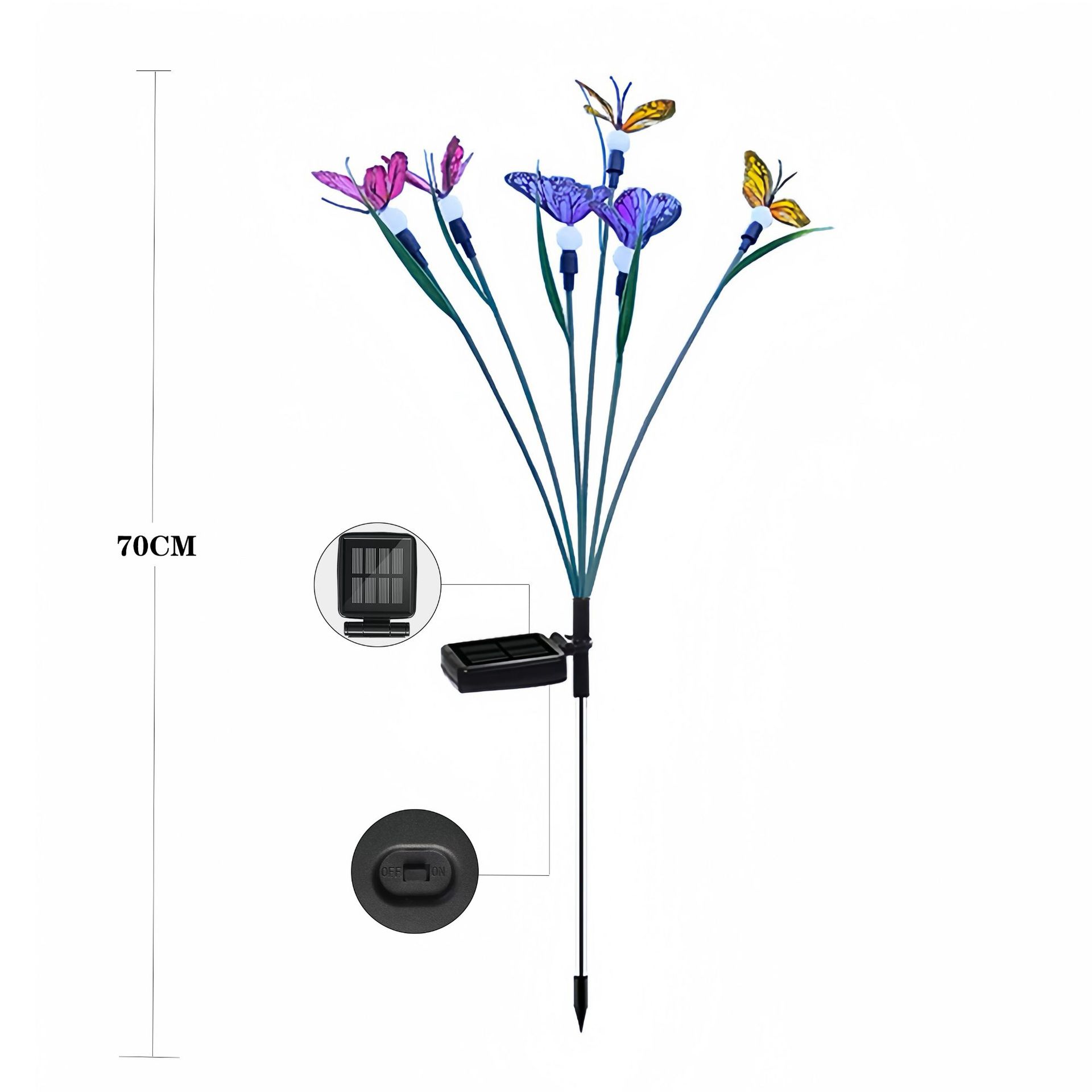 Solar-powered firefly butterfly display lights, LED courtyard landscape decorative lights, outdoor garden, community lawn and ground insert lights Item Picture