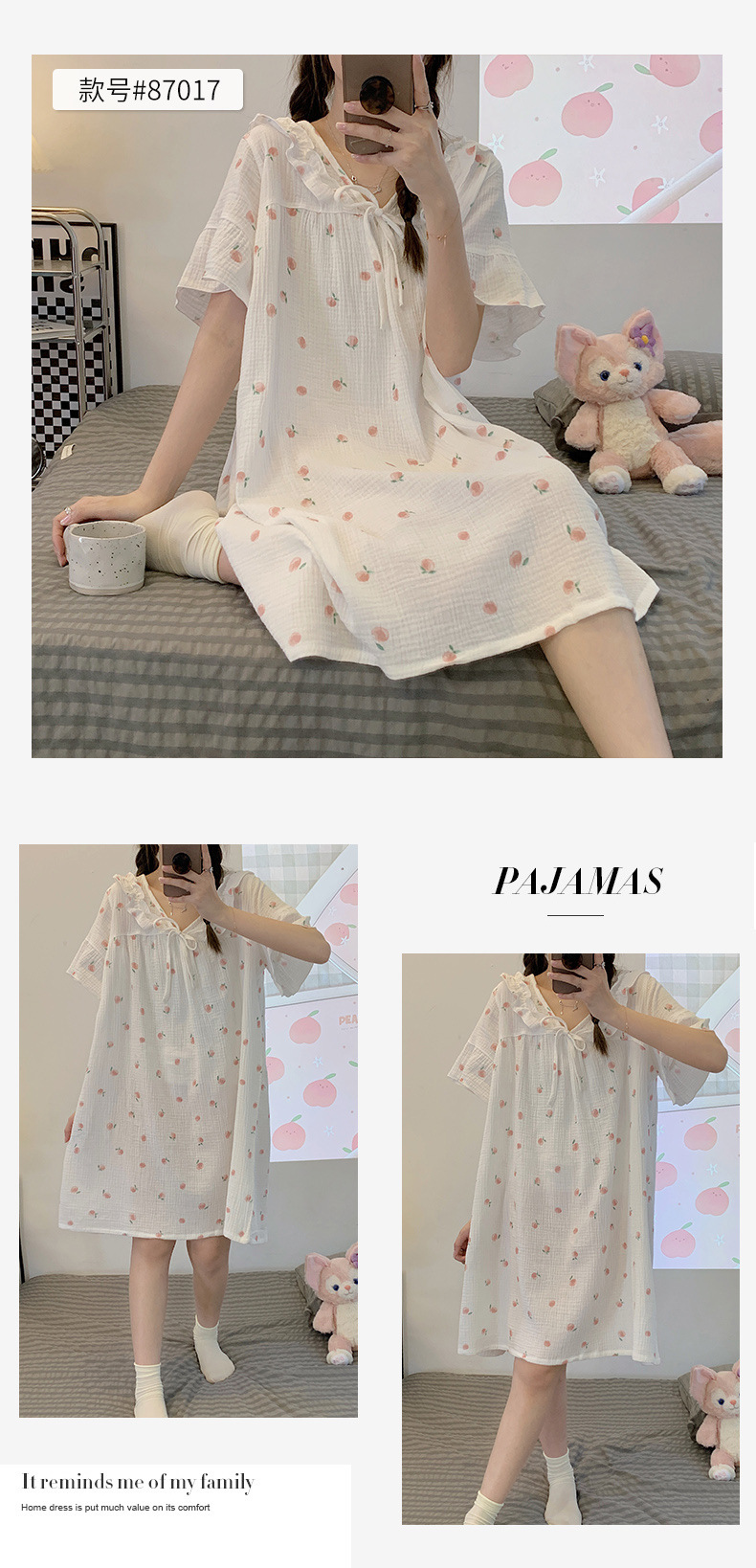 ins Korean princess-style summer pajamas for women, short-sleeved, small floral prints, round collars, sweet girl, loose home wear for students pic 24