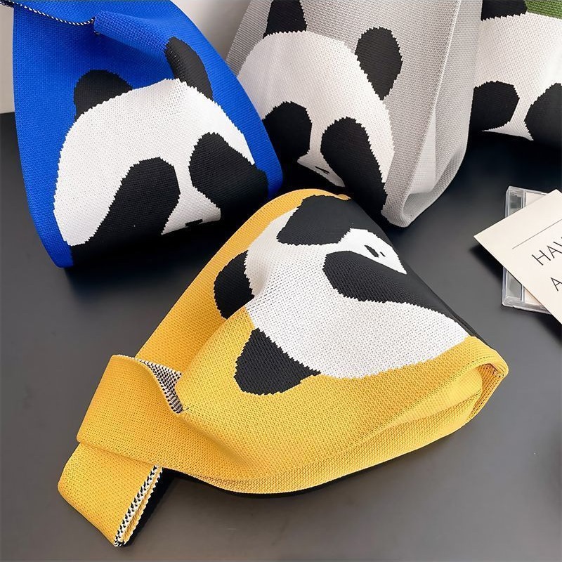 国潮熊猫针织包可爱手提袋熊猫旅游纪念品2023新款国潮包包产品图