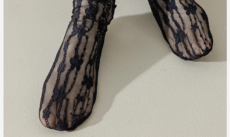 白色蕾丝花边袜子女中筒袜ins潮春夏季薄款jk日系可爱堆堆袜短袜详情9