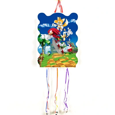 Sonic Themed Birthday Party Paper Pinatas With Candy Cookies