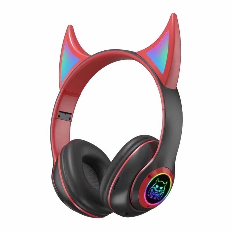 STN-25 New Cat Ear Over-Ear Wireless Glowing Little Devil Cartoon Student Headphones Stereo TF Gift details Picture