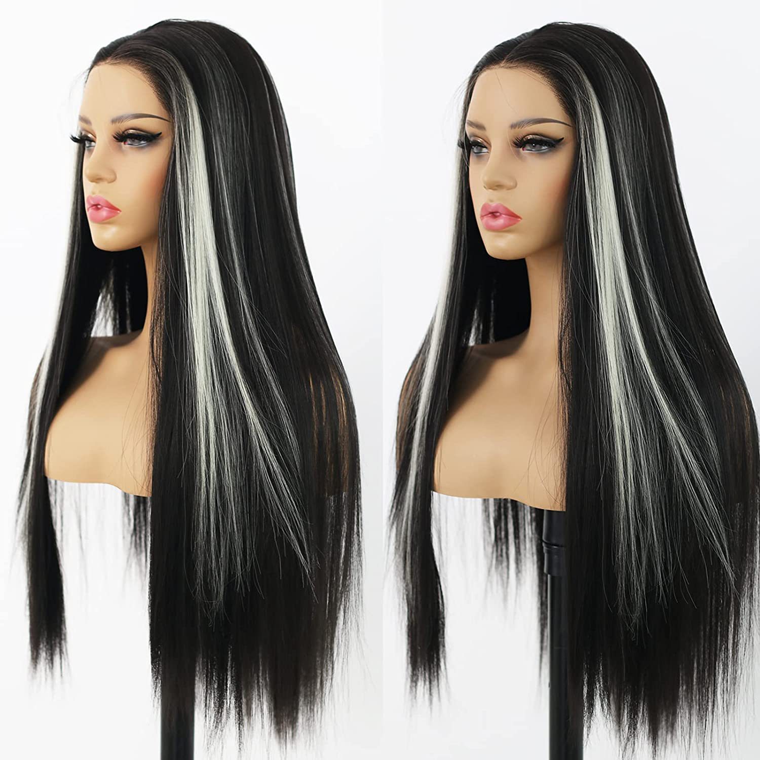 Cross-border best-selling wig sets, mid-parted long straight wigs, soft and high-temperature silk, European and American wigs, large quantity discounts