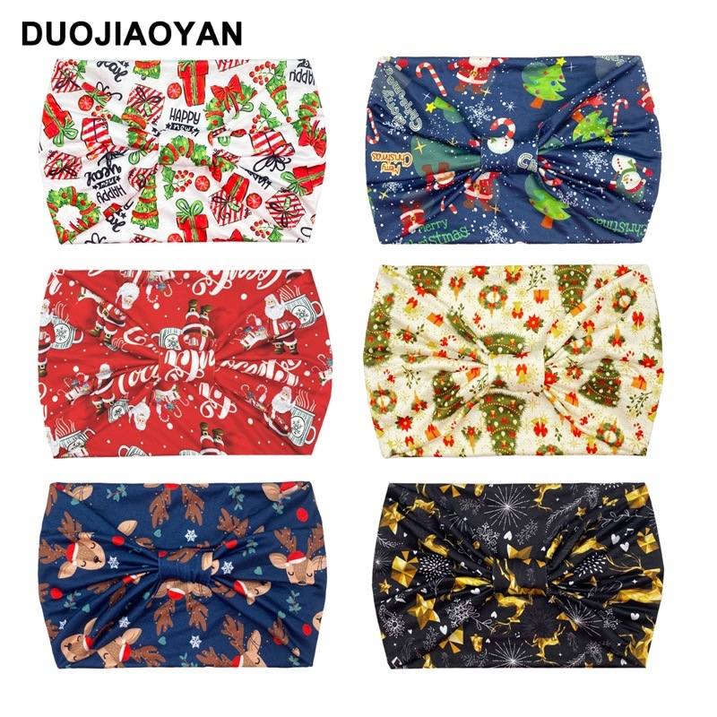 A new Christmas printed hair band from Europe and America, with an elastic tie at the edge and a cartoon Santa Claus headscarf and hair accessory Item Picture