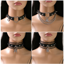 European punk love choker Goth black lace spider riveted collar sexy butterfly choker