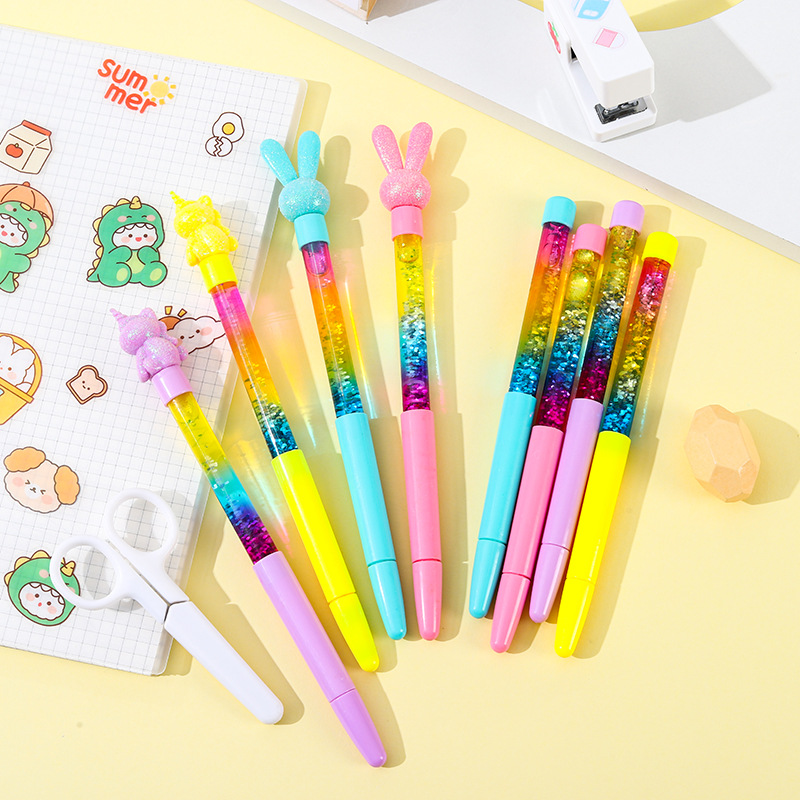 Creative Cartoon Rabbit Unicorn Quicksand Pen Cute Shape Gift Pen Office Signature Pen Neutral Pen Wholesale