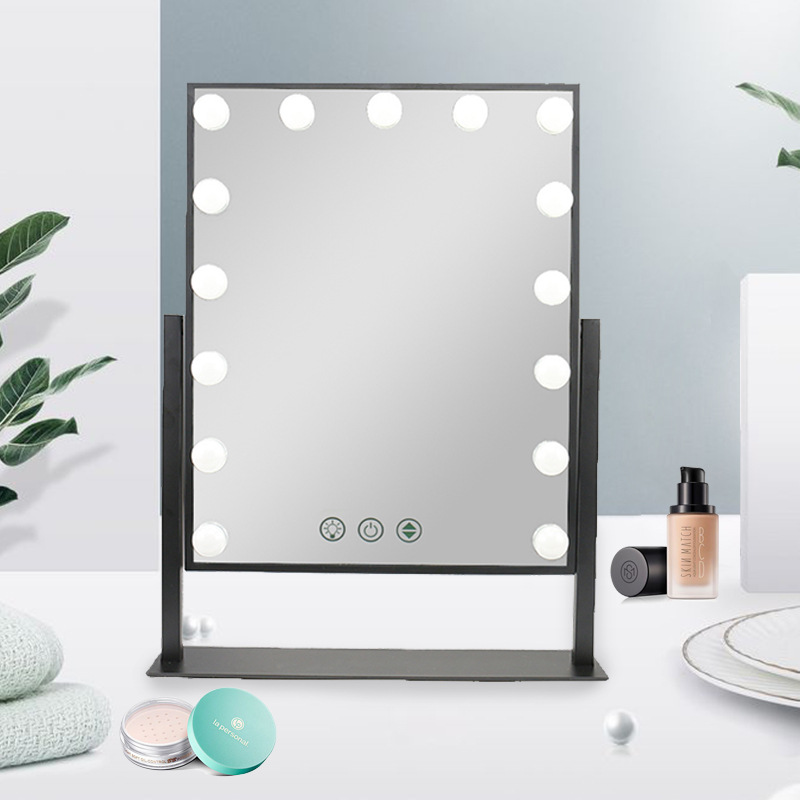 15-bulb Hollywood makeup mirror, USB-powered desktop makeup mirror, 360° adjustable makeup mirror details Picture