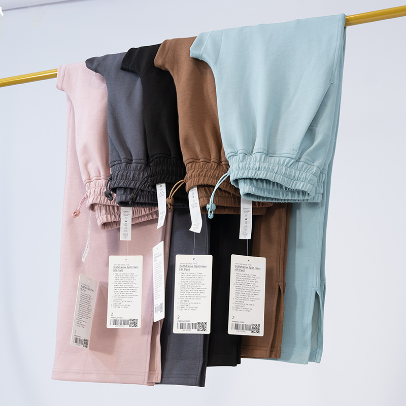 瑜伽服肌理垂感开衩裤阔腿长裤直筒高弹柔软女士运动