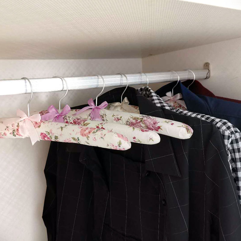包布衣架创意田园布艺衣挂海绵衣撑成人防滑棉布衣柜收纳衣架批发