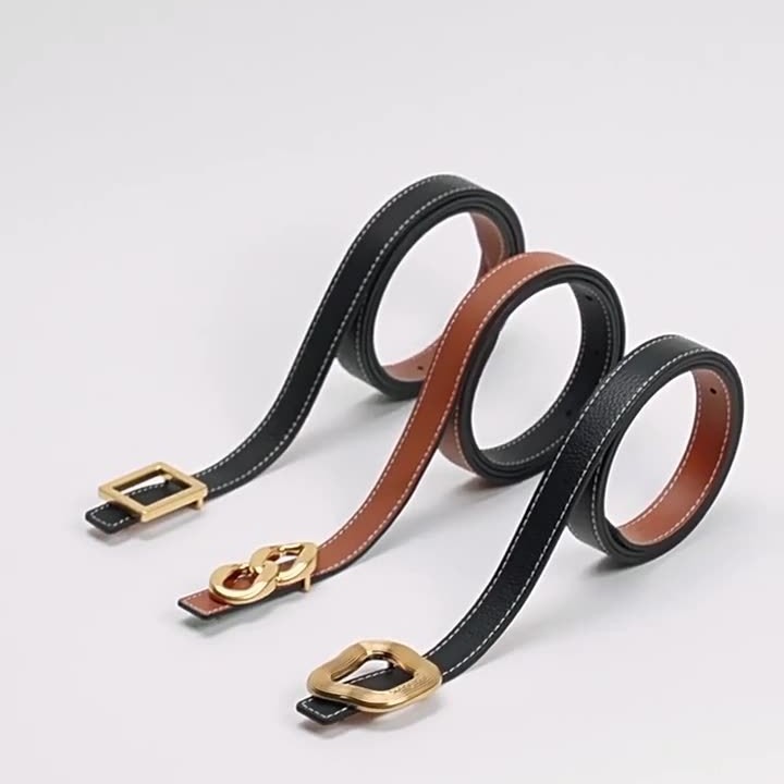 Songmont山下有松腰带双面自由搭配设小众简约牛皮女装饰腰带详情图2