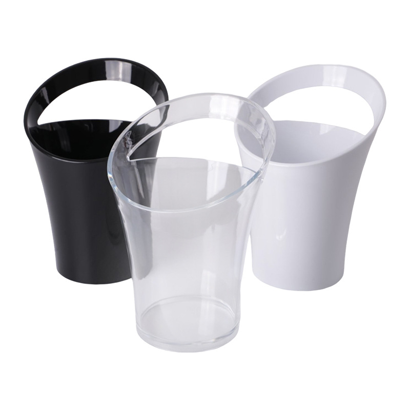 In-stock plastic single-handle champagne barrels, bar slanted plastic ice barrels, KTV anti-drop transparent beer barrels Item Picture