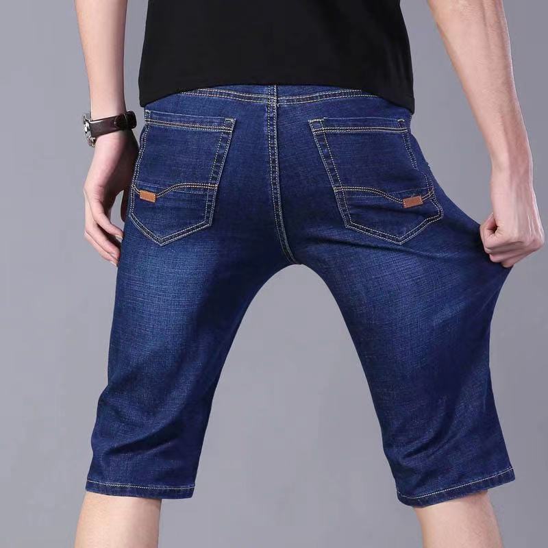 Summer thin denim shorts, men's loose and casual plate-length stretch straight-leg breecers, teenagers' mid-length 5-inch pants Application Scenario
