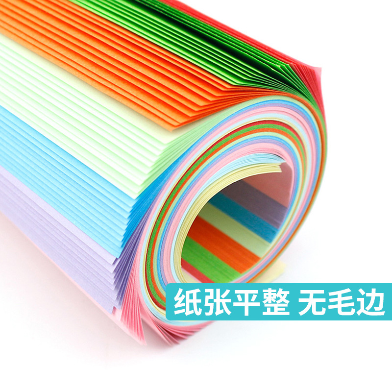 Children's special square colored paper-cutting mixed with 10 colors, 100 pieces of painting colored paper, kindergarten art handmade origami Specification image