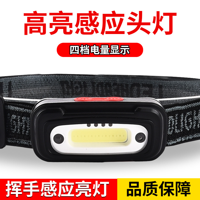 感应led头灯头戴式夜钓钓鱼头灯迷你COB强光户外小头灯充电跨境