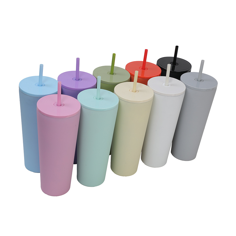 New cross-border products: 304 stainless steel insulated straw cup, portable, simple and large-capacity coffee cup for girls, double-layer water cup Item Picture