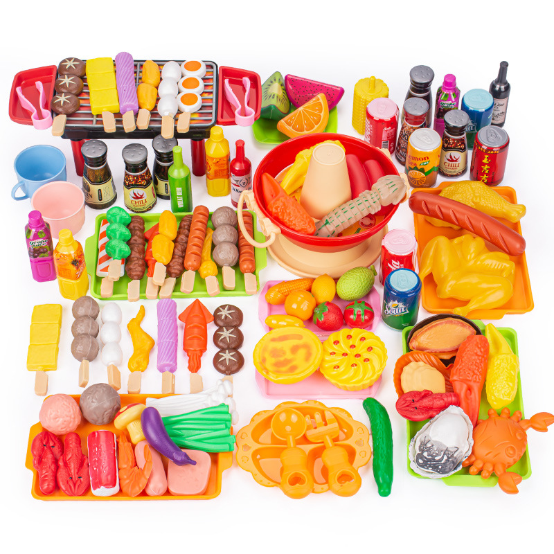 Cross-border children's house play toys, simulated barbecue and skewer kitchen food toys, Chinese and Western food cooking and cooking sets Item Picture