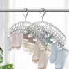New stainless steel sock rack, arc-shaped thickened flat strip clothes hanger, 20 clip rack, drying rack, clip, windbreaker rack, hanging clothes hanger details Picture
