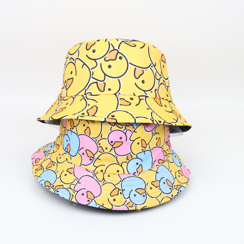 Cross-Border Small Yellow Duck Printed Fisherman Hat Europe And The United States Outdoor Sunshade Sunscreen Basin Hat Fashion Cartoon Sunshade Sun Hat Application Scenario