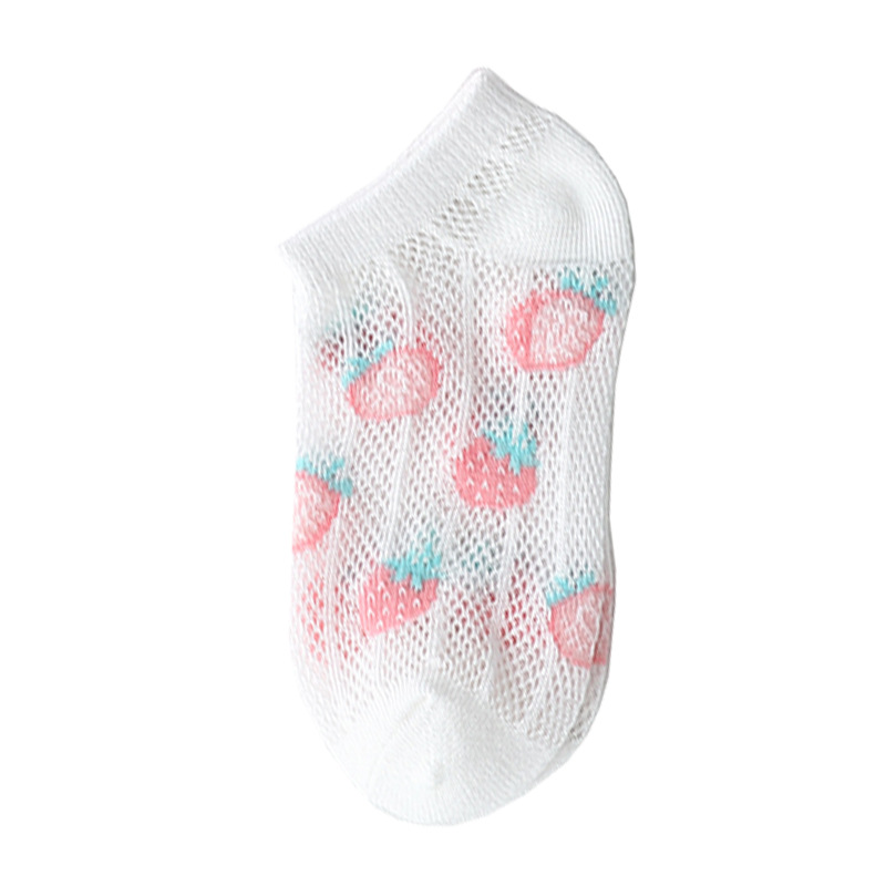夏季儿童袜子水晶袜草莓女孩浅口薄款卡丝女童船袜透明玻璃丝短袜详情图4