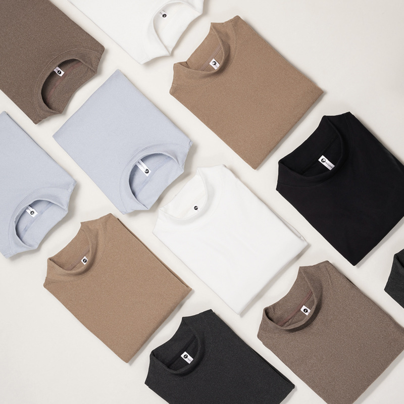 This autumn and winter warm double-sided fleece long-sleeved T-shirt is a solid color casual and versatile elastic top with a stand-up collar. It can be worn as a base layer for women Application Scenario