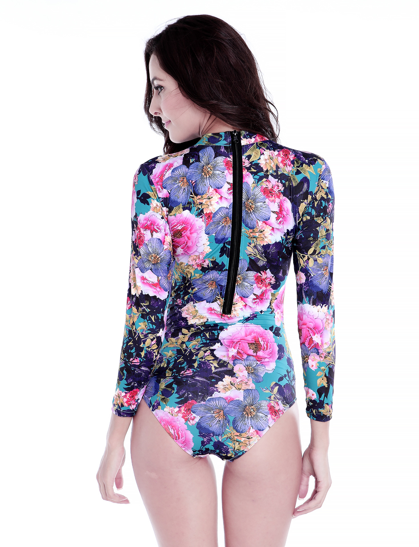 Long-Sleeved Surfwear 2023 New One-Piece Bikini Full Printed Long-Sleeved Round Neck Swimsuit For Women Swimsuit Application Scenario