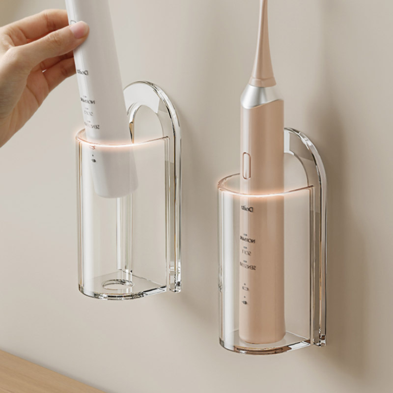 Toothbrush shelf Simple household electric toothbrush holder perforation-free wall-mounted bathroom dental storage rack details Picture