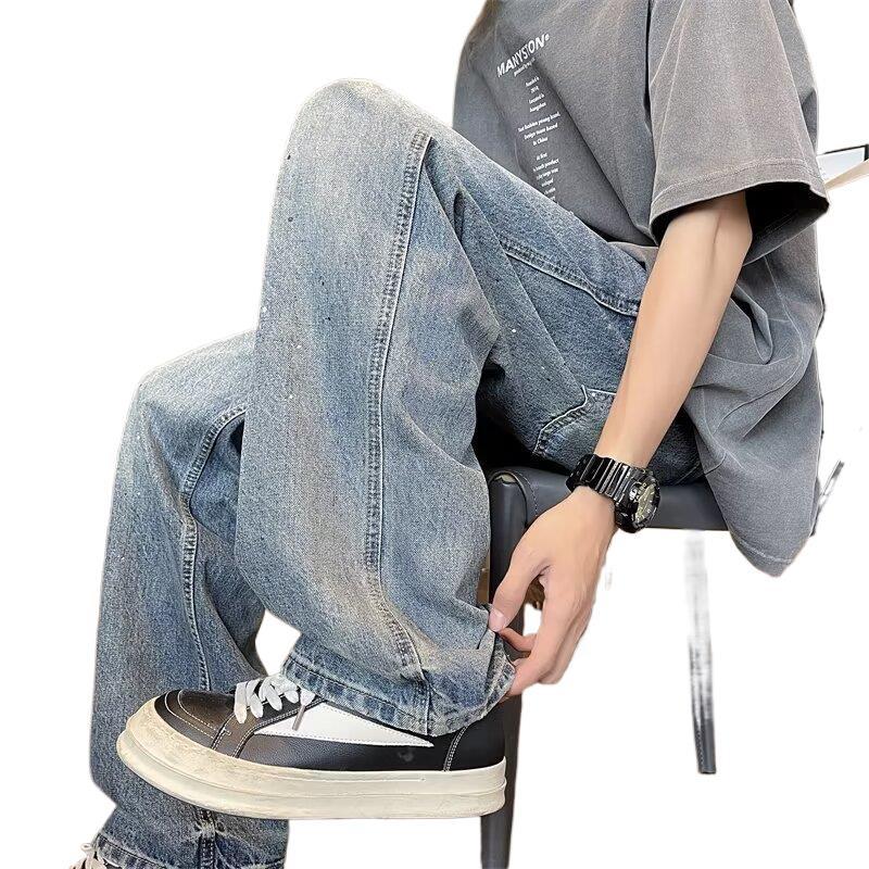 Custom-made men's summer new style loose straight-leg wide-leg jeans Item Picture
