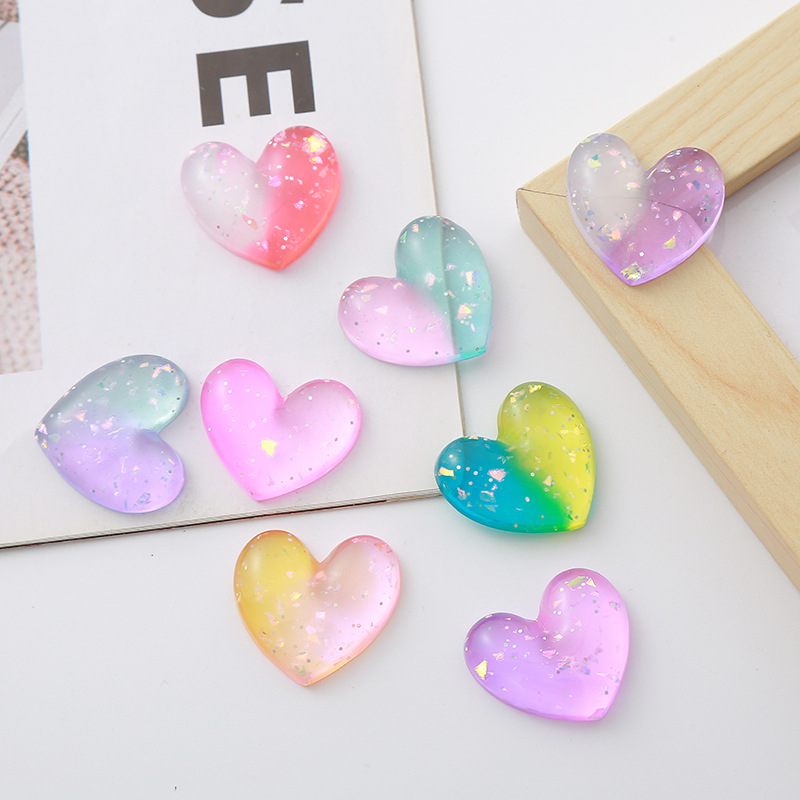Wholesale of diy jewelry, resin heart-shaped headwear, earrings, pendant accessories, phone cases, patches, slippers and decorative items pic 1