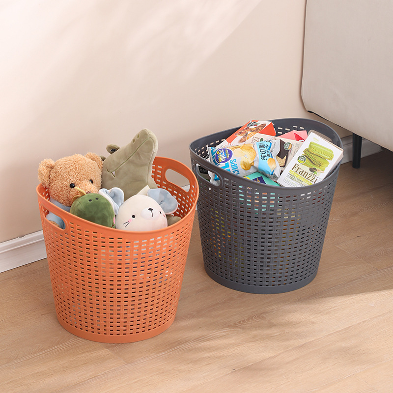 Household plastic dirty clothes storage basket with hollowed-out handle, stackable for storing dirty clothes, bathroom and laundry room dirty clothes basket