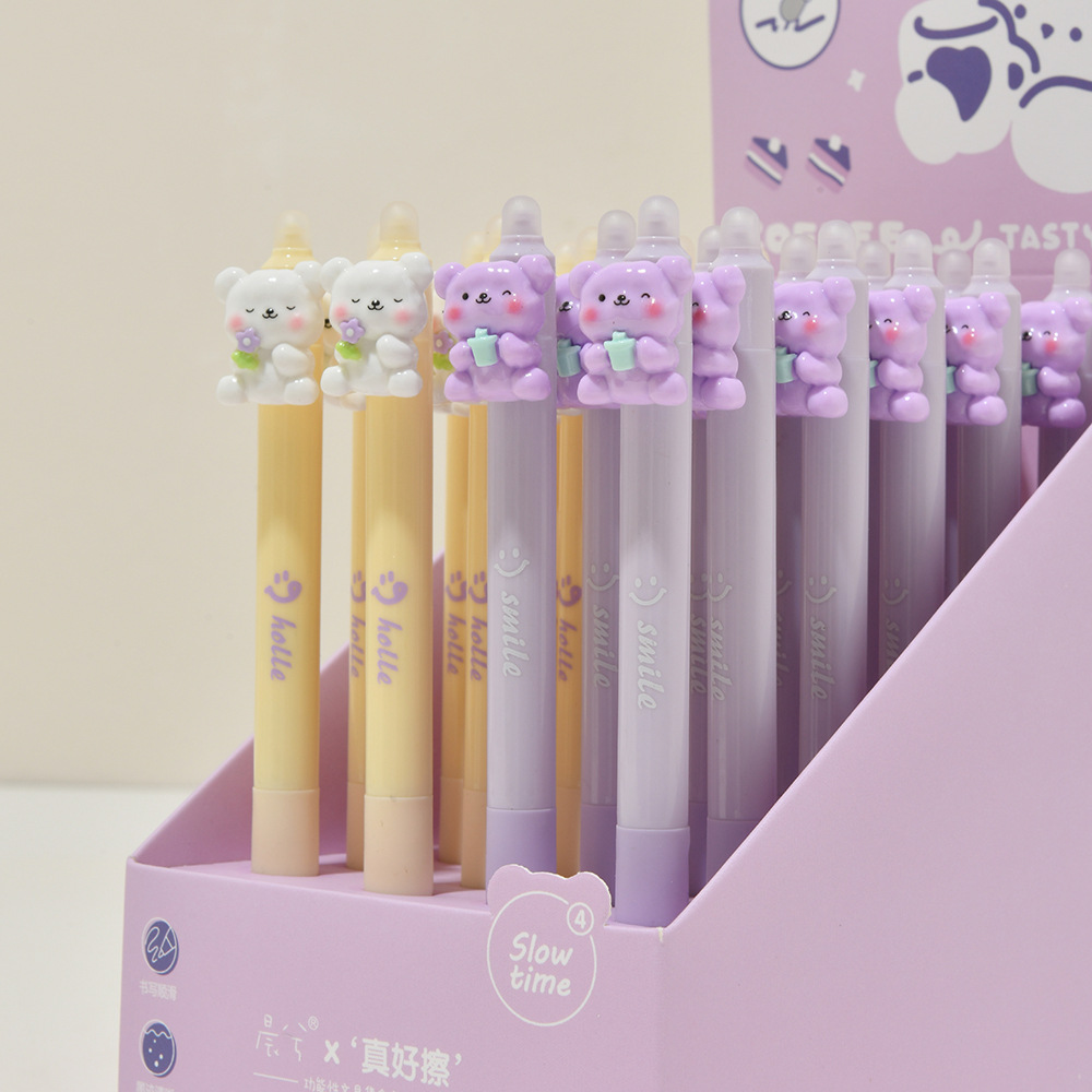 Chenxi Little Bear is so good. It can be erased by pressing. The gel pen has a soft grip and a crystal blue core. It has a high appearance level. The practice pen ST is very smooth details Picture