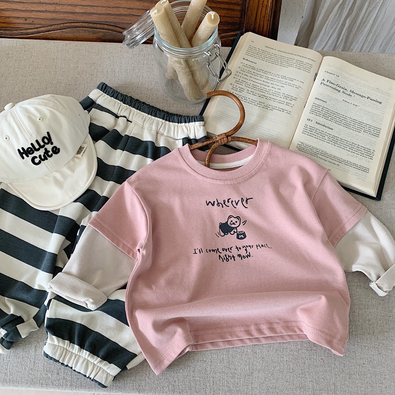 Korean children's spring and autumn clothing for boys and girls, two long-sleeved T-shirts, children's casual hoodie, autumn T-shirt for boys Application Scenario