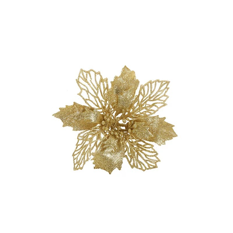 Christmas Powder Flower Hollow Gold Powder Christmas Flower Large Simulation Flower Christmas Tree Decoration Supplies For Cross-Border Item Picture