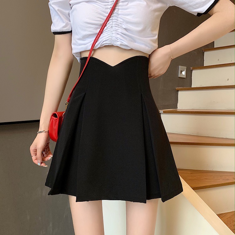Black Pleated Half Skirt Women Spring And Summer New Small A-Line Skirt High Waist Large Size Anti-Leakage A-Line Package Hip Skirt details Picture