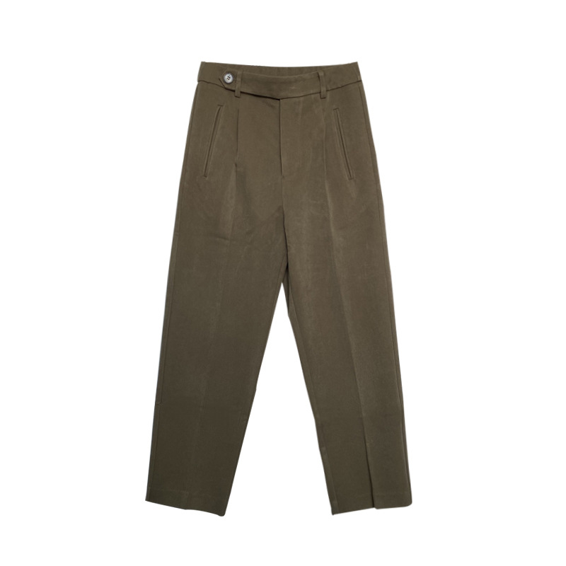 Coffee-colored suit pants for women in autumn and winter, loose and flowing straight-leg cigarette pants, plate-size high-waisted nine-inch radish straight-leg cigarette pants Item Picture