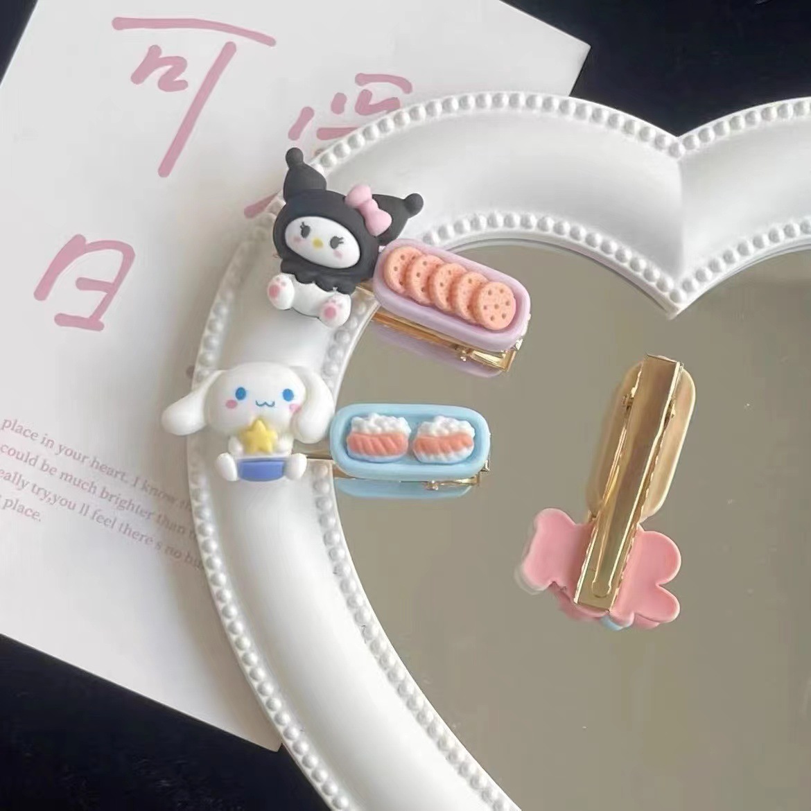 ins Cute cartoon snack platter, Sanrio hair clips, Japanese-style sweet student duckbill clips, girl bangs by the seaside Application Scenario