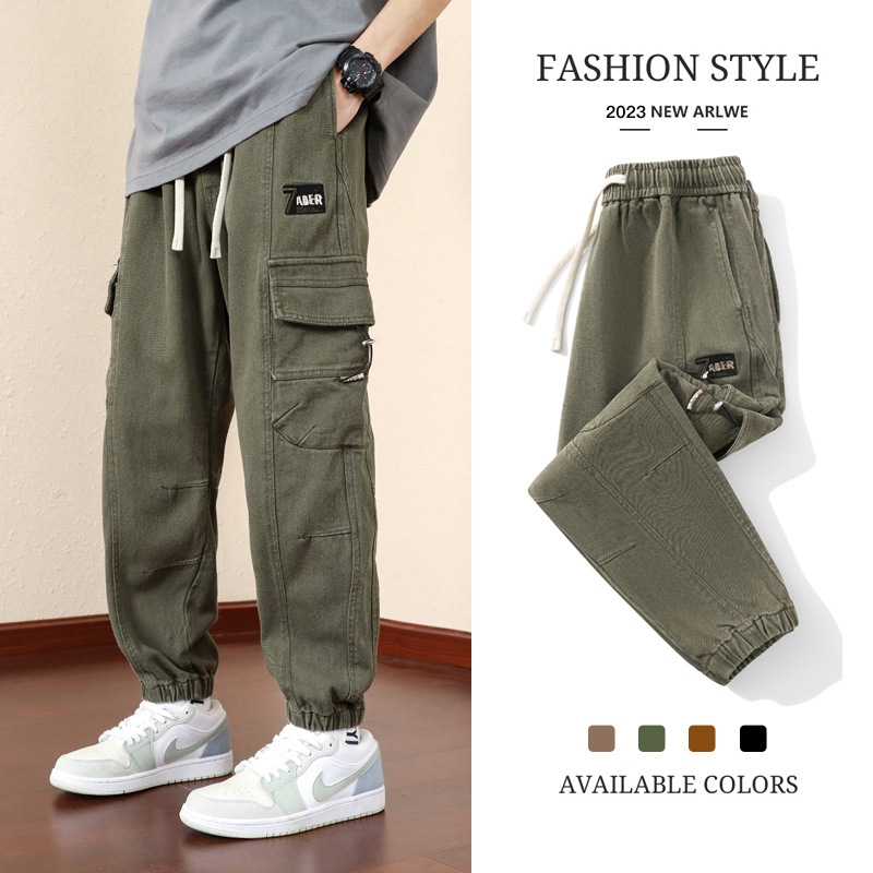 Men's workwear pants for spring and autumn 2023 new style loose and trendy tight-fitting casual pants for men, stylish and versatile long pants