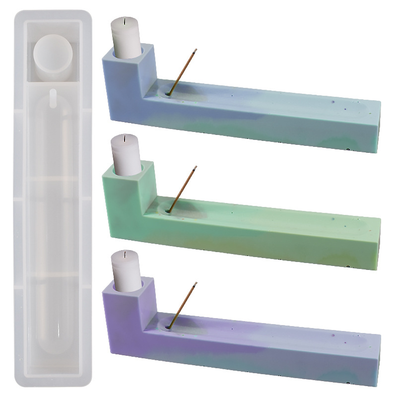 diy香薰石膏摆台滴胶模具方形圆柱蜡烛烛台香座硅胶模具