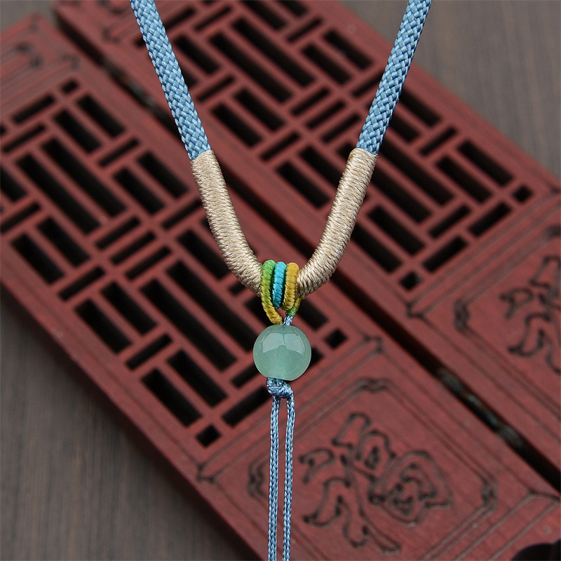 Exquisitely hand-woven pendant rope, hand-wound rainbow necklace rope, jade small round rope, Dongling jade neck pendant rope details Picture