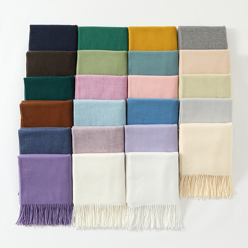 Korean Imitation Cashmere Scarf Square Scarf Women Autumn Winter 2024 New Solid Color Square Scarf Women Tassel Bib Shawl Wholesale Specification drawing