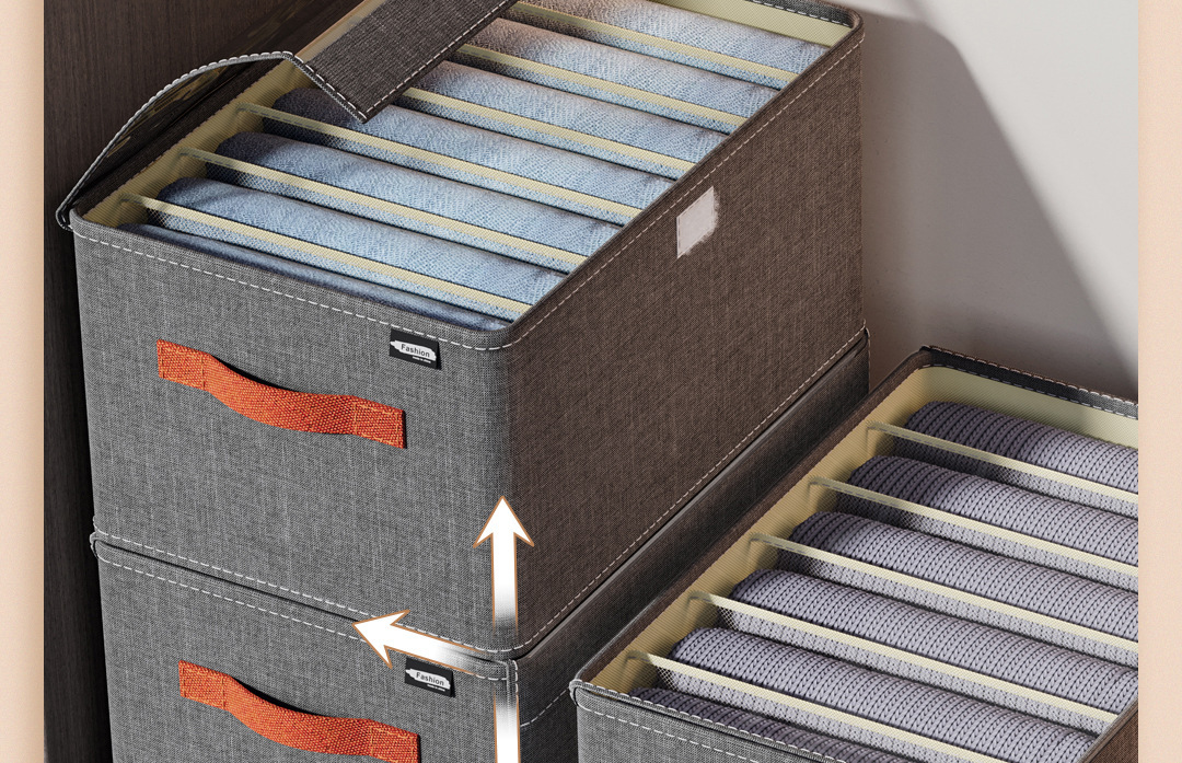 收纳盒衣服家用可折叠带盖整理盒抽屉式分隔装内衣裤子收纳神器详情13