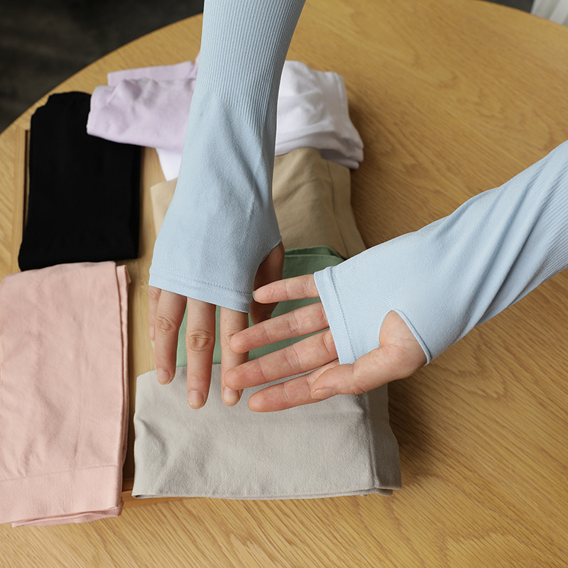 Customized wholesale of sports mosquito repellent ice sleeves, sun protection sleeves, ice silk sleeves, outdoor cycling, summer sun protection solid color sleeves Specification image