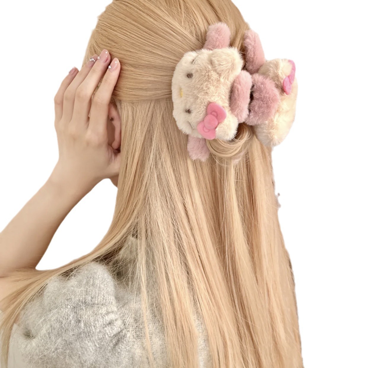 New Sweet Girl Double-Sided Kt Bow Plush Clip Cartoon Cute Shark Clip High Appearance Horizontal Hairpin Hair Accessories Item Picture