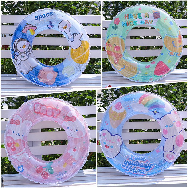 24 New Bright Film Swimming Ring Thickened Children's Cartoon Printing Swimming Ring Environmental Protection Pvc Baby Underarm Ring