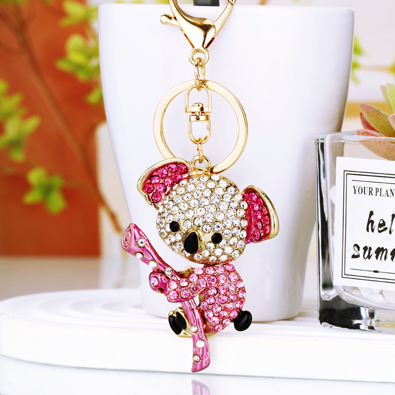 Diamond Set Koala Key Chain Cute Creative Women's Bag Pendant Key Ring Metal Key Chain Business Small Gift Application Scenario