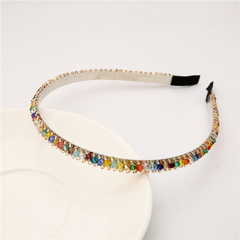 New Korean-style crystal rice bead woven fine hairband, fashionable and feminine beaded headband, anti-slip headwear, cross-border wholesale pic 13