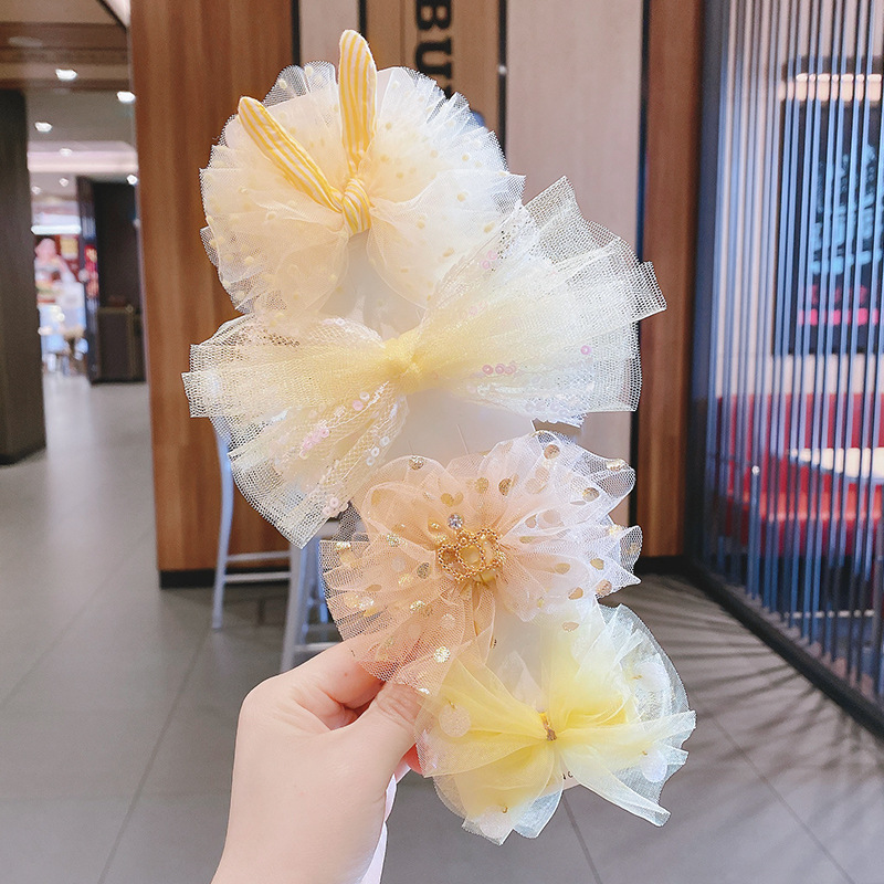 网纱蝴蝶结儿/韩国超仙女童/鸭嘴夹套装发细节图