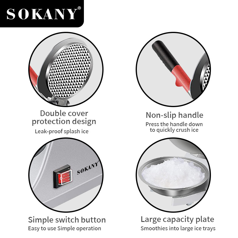 Cross-border Sokany777 stainless steel Ice Crusher Home electric milkshake and smoothie crusher Ice Crusher Application Scenario