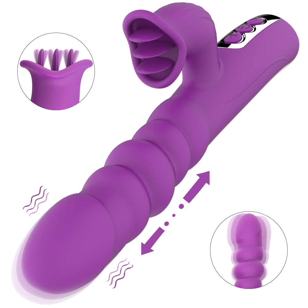 The dynamic telescopic vibration stick stimulates the automatic telescopic tongue licking vibration masturbation stick for women and adults full figure